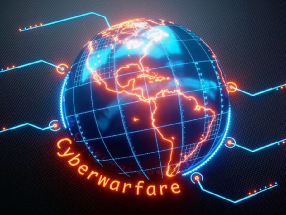 A digital world map showing interconnected cyber networks, representing the global threat of cyberterrorism and critical infrastructure security.