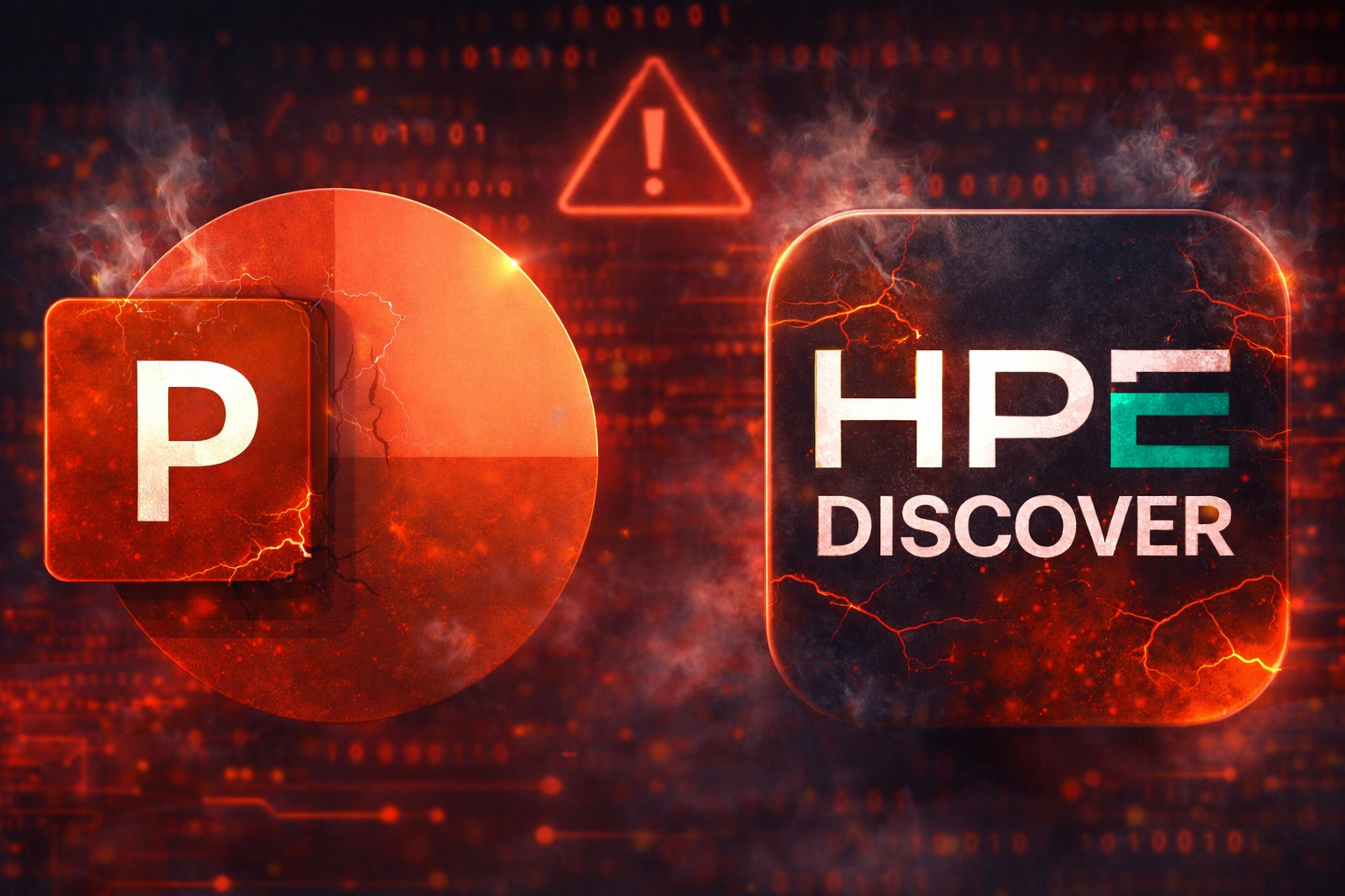 CISA KEV 경고: 사이버 공격을 받아 붉게 타오르는 레거시 파워포인트와 HPE OneView 로고