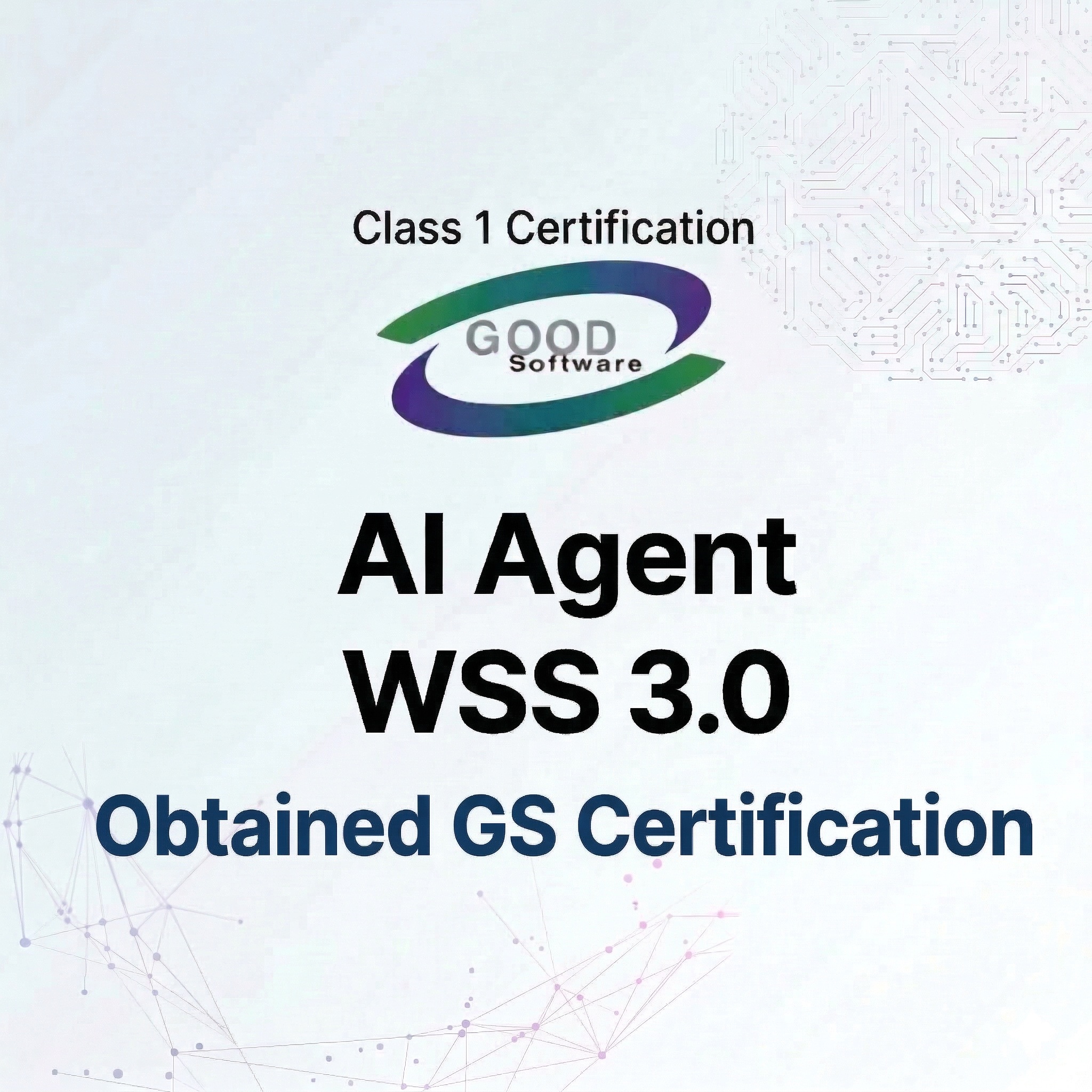 WSS 3.0 AI Agent web shell detection solution GS Certification Class 1 badge and logo