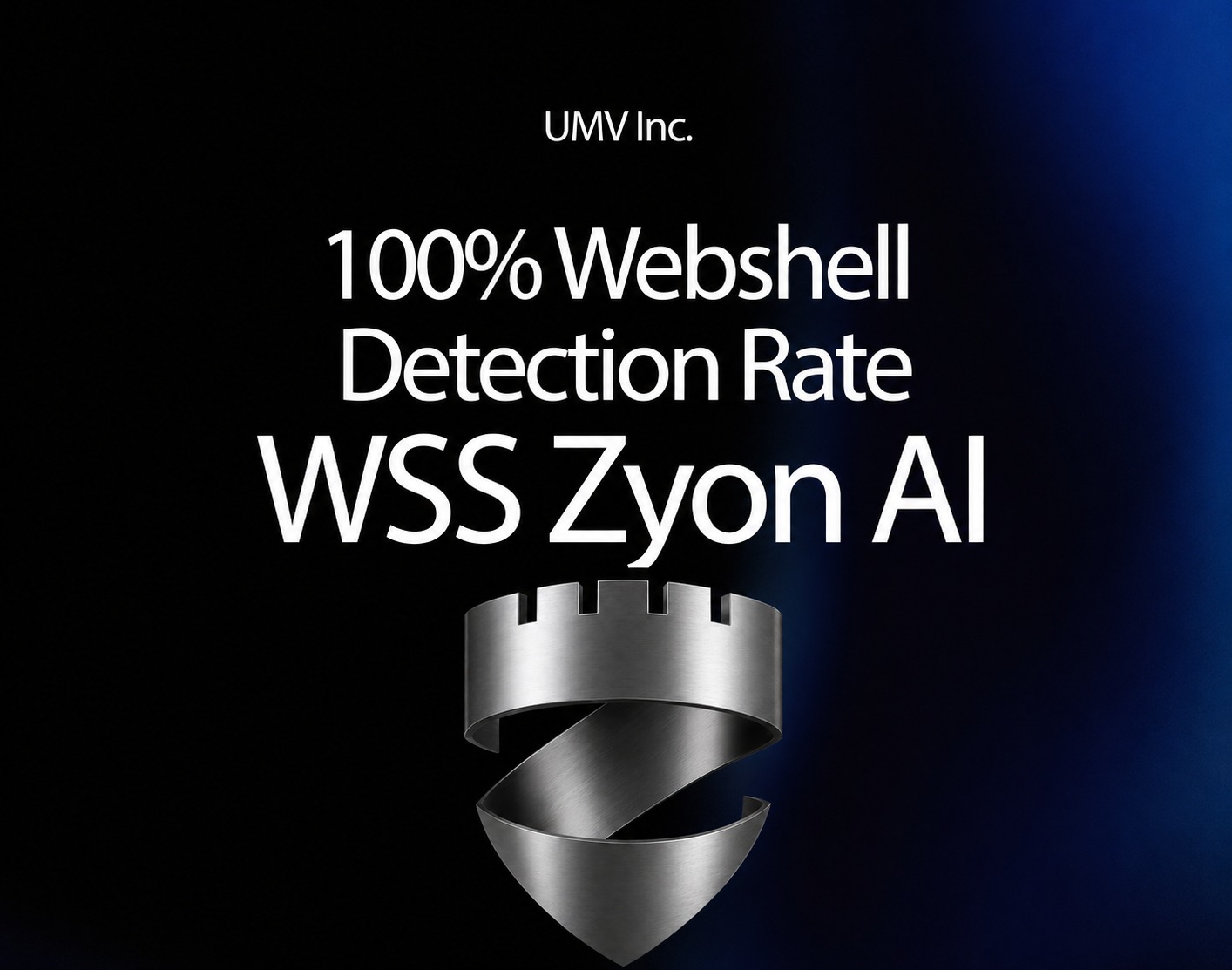 Image showing UMV Inc.'s WSS ZYON AI achieving a 100% webshell detection rate in a financial sector POC.