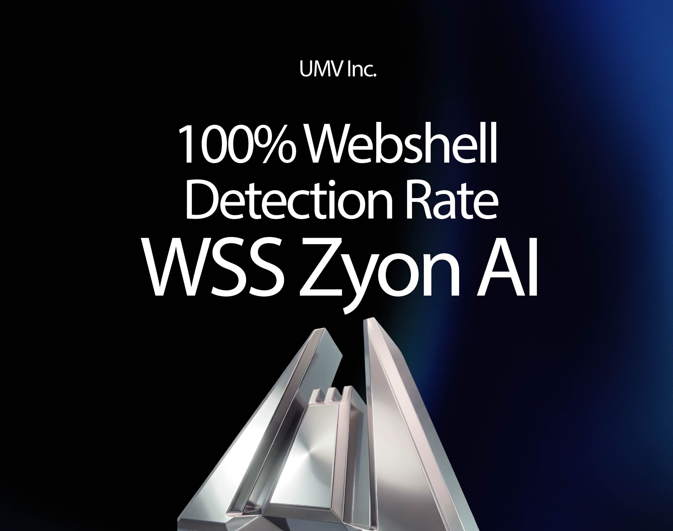 Image showing UMV Inc.'s WSS ZYON AI achieving a 100% webshell detection rate in a financial sector POC.